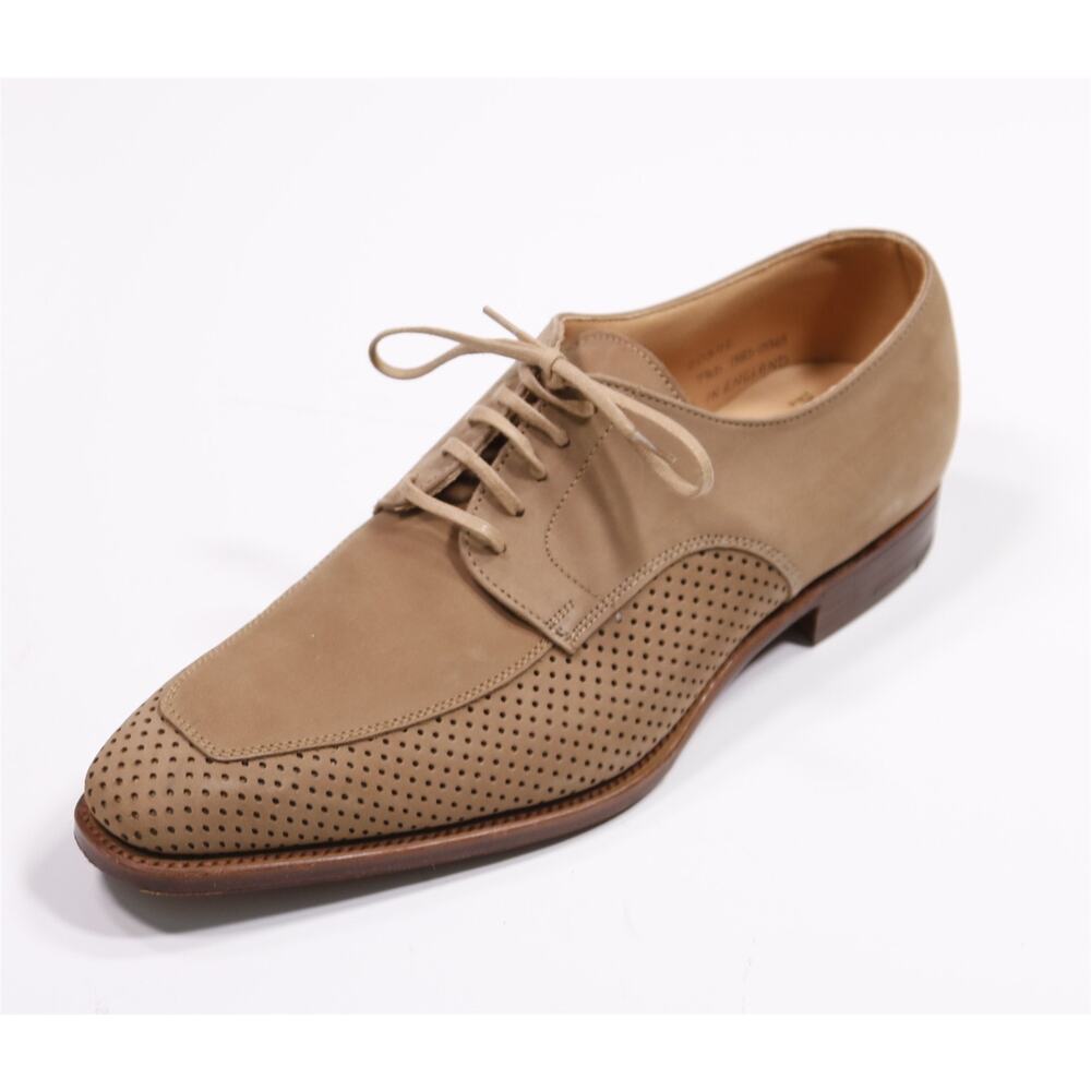 Peal & Co Brooks Brothers Beige Nubuck Brogue Suede Oxford Shoes UK 7.5 - US 8